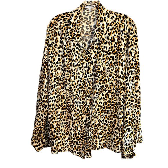 Fashion Nova 3X Cheeta Print Women's Top Shirt Blouse Plus Size 22W 24W XXXL 3XL - Picture 2 of 6
